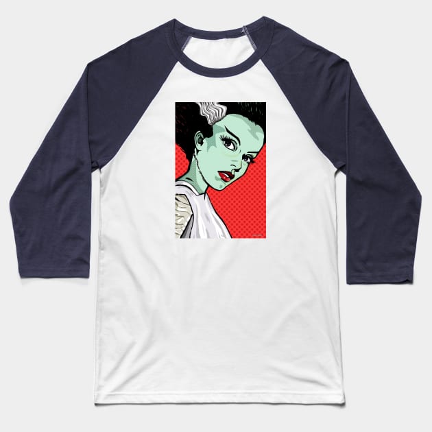 The Bride of Frankenstein Lichtenstein Baseball T-Shirt by FanboyMuseum